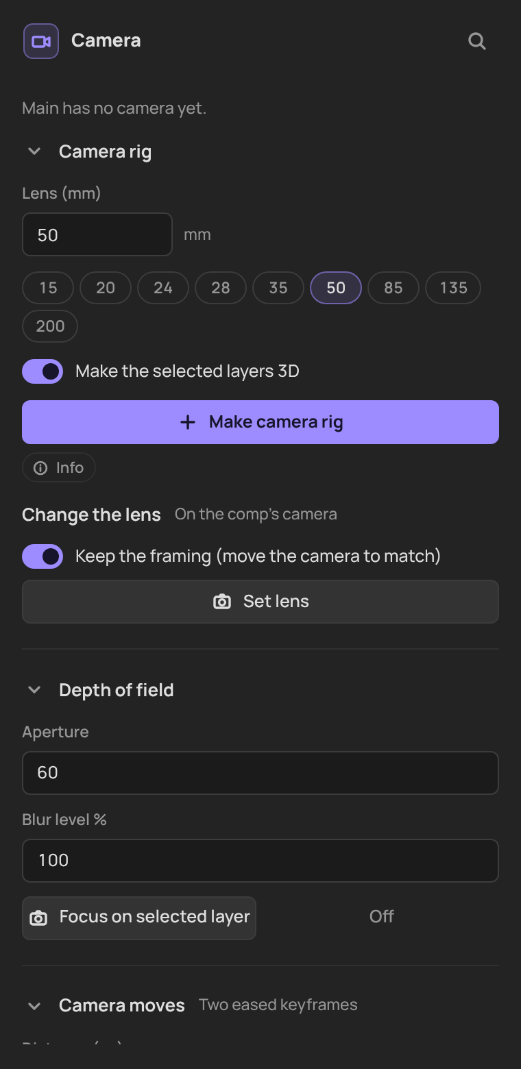 Camera tool in After Effects